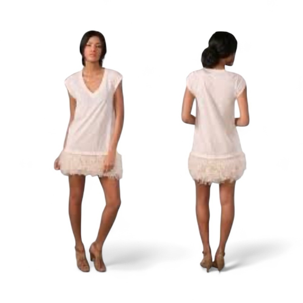 Haute Hippie 100% Cotton T-shirt Dress  with Tulle  Petal Ruffle Skirt